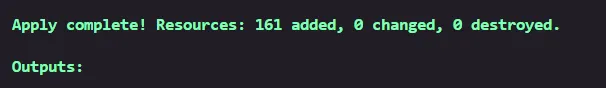 Terraform apply complete: 161 resources added.