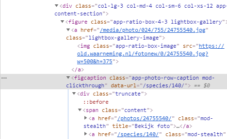 Html of the gallery